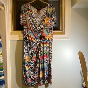 Multicoloured faux wrap dress